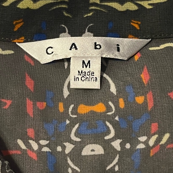 **SOLD** CAbi Multicolor Sheer Women's Button Down Blouse, Sz Medium - Picture 4 of 4